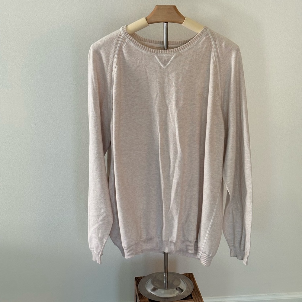 Tommy Bahama Cream Crewneck Sweater with Ribbed Details